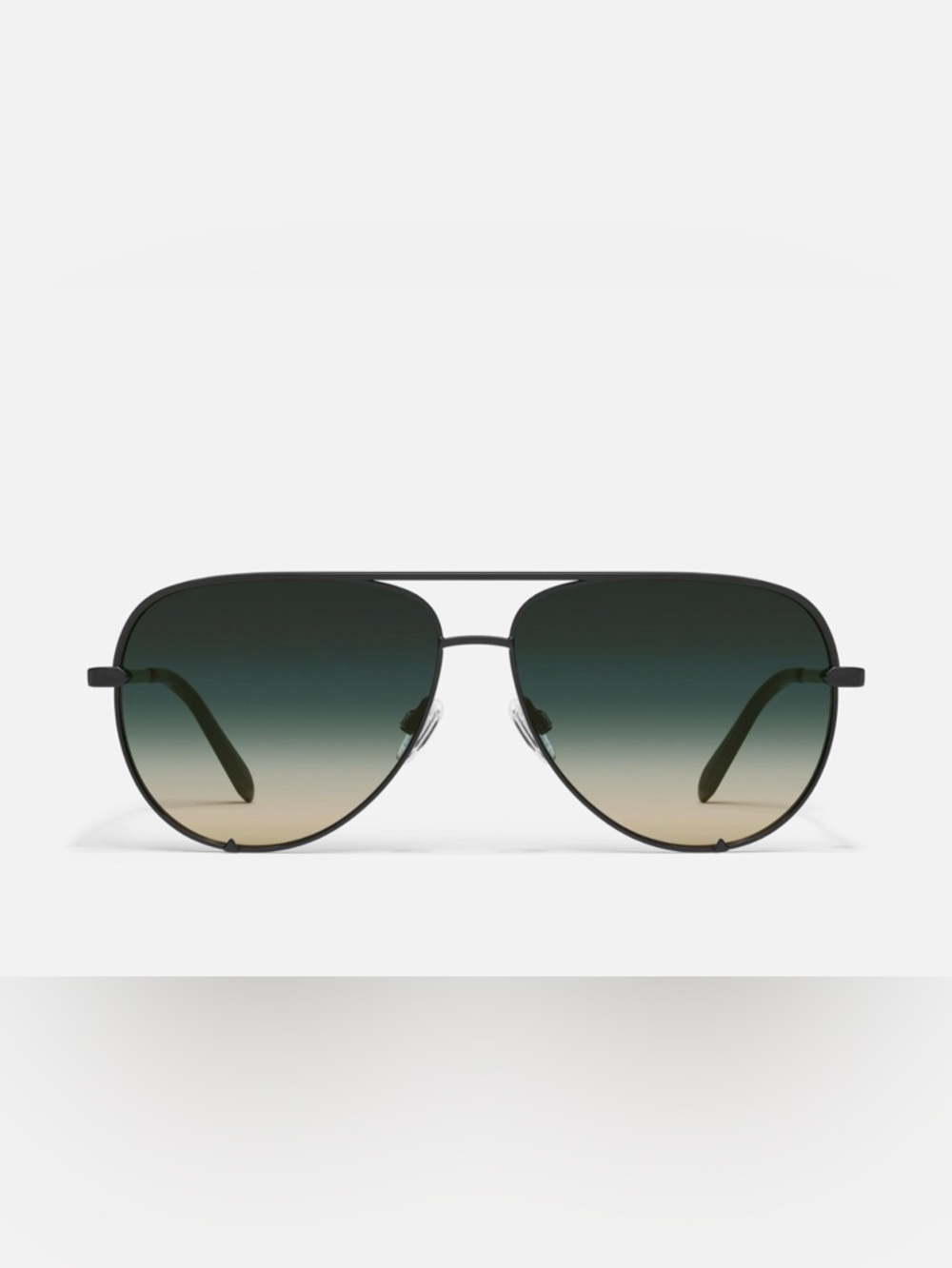 Quay Aviator Sunglasses with Black Frame and Green Gradient Lenses